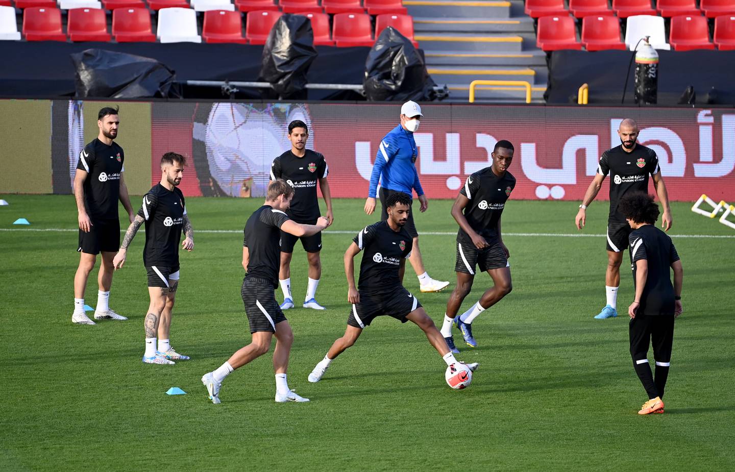 Shabab Al Ahli players training ahead of the Pro League Cup final. Photo: UAE Pro League