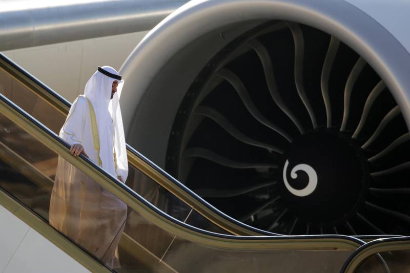 Sheikh Mohamed bin Zayed arrives at Queen Alia Airport in Amman, Jordan. Andre Pain / EPA