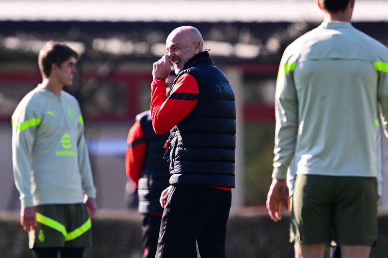 AC Milan coach Stefano Pioli during training. AFP