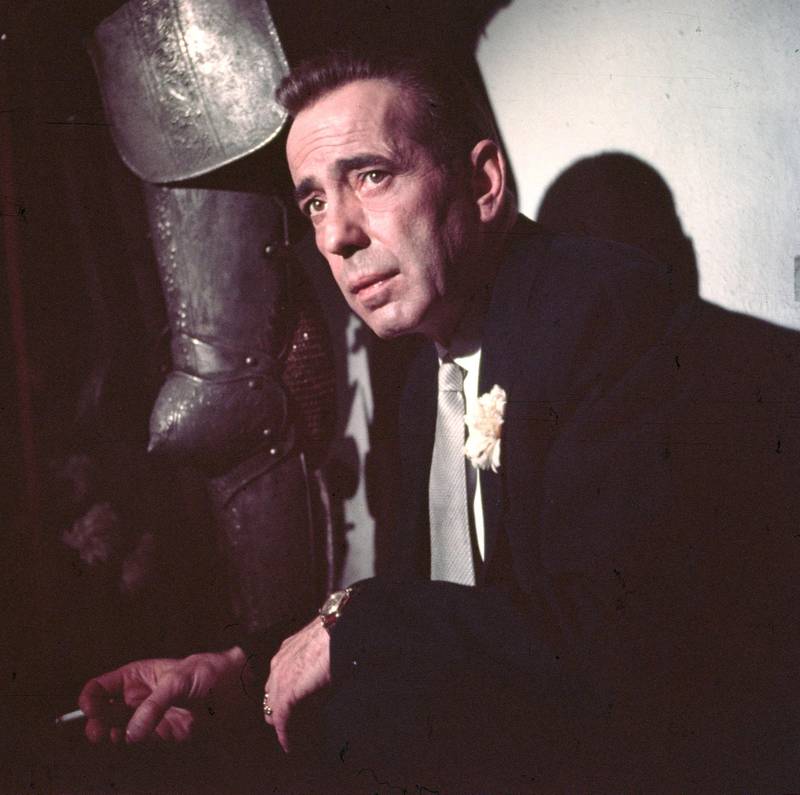1954:  Humphrey DeForest Bogart (1899 - 1957) best known for his detective roles in film noir.  (Photo by Baron/Hulton Archive/Getty Images)