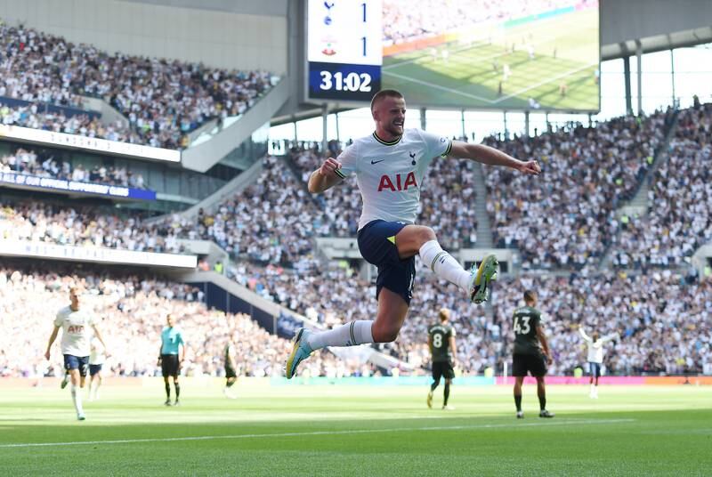 Eric Dier celebrates after putting Tottenham 2-1 ahead. Getty