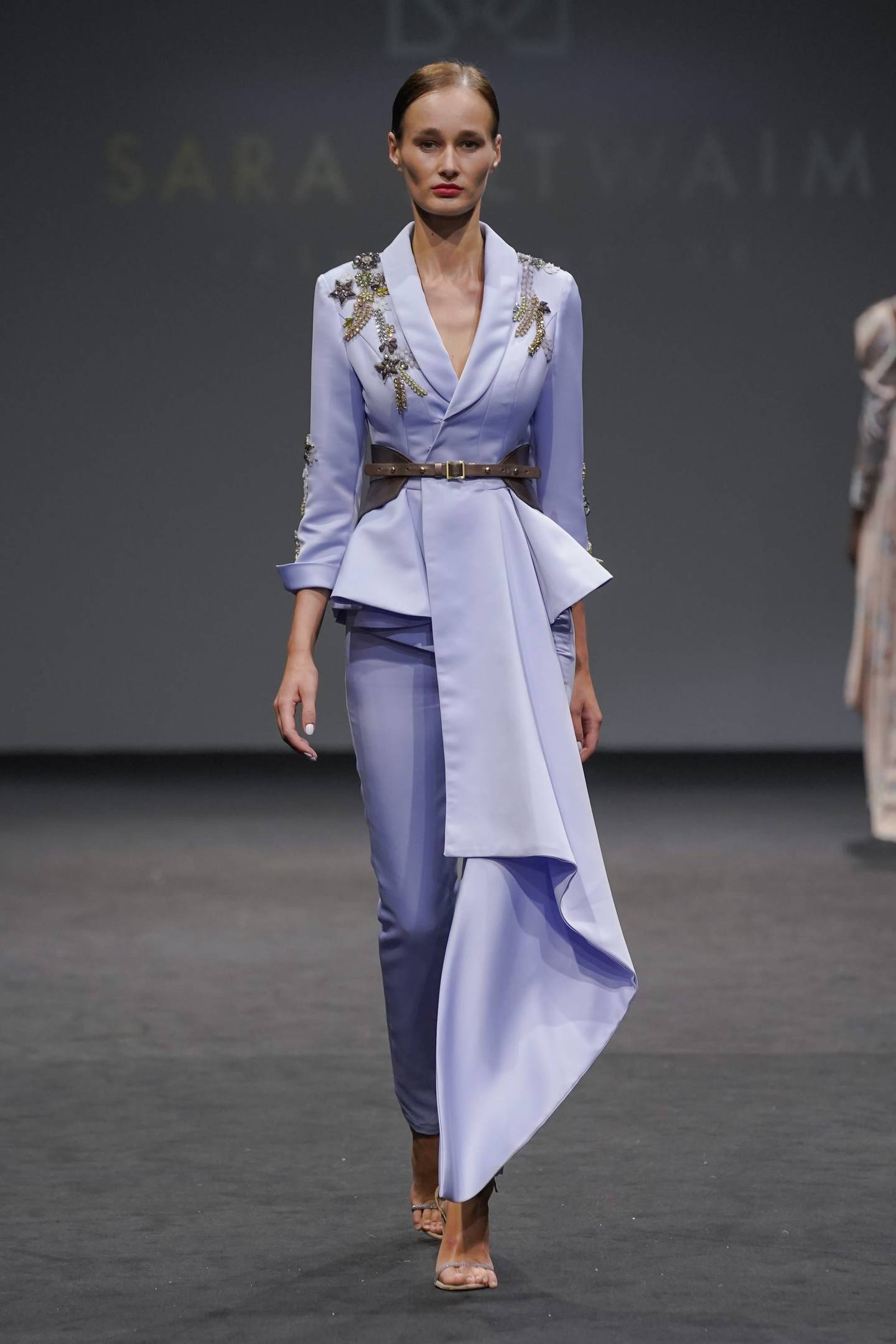 Sara Altwaim covered looks with embroidery at AFW. Photo: AFW