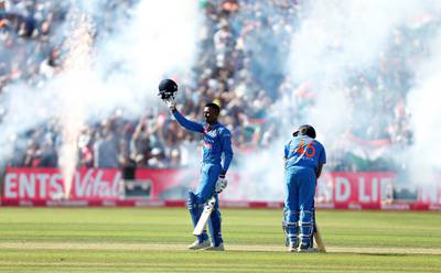 Cricket - England v India - Third International T20 - The Brightside Ground, Bristol, Britain - July 8, 2018   India's Hardik Pandya and Rohit Sharma celebrate victory    Action Images via Reuters/Ed Sykes
