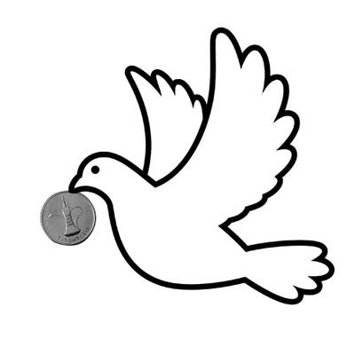 White dove carrying olive branch graphic illustration