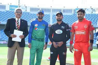 Shan Masood, second left, Multan Sultans captain, says he is unconcerned with recent results ahead of Friday's PSL match against Lahore Qalandars. Courtesy Pakistan Cricket Board