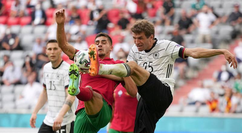 Thomas Muller - 7: No chance to add to his 39 international goals bar one weak first-time shot saved by keeper but played a part in three of the German goals. Clearly relishing being back in German set-up. AP
