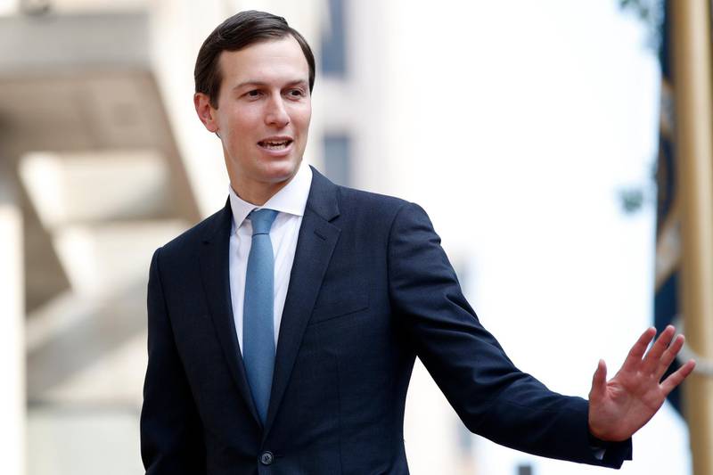 FILE - In this Aug. 29, 2018 file photo, White House Adviser Jared Kushner waves as he arrives at the Office of the United States Trade Representative in Washington. Kushner is in Jordan Wednesday, May 29, 2019, as he tries to rally Arab support for a U.S. peace conference next month in Bahrain. Jordan, a key U.S. ally, has not yet said whether it will attend. Kushner said the conference will focus on the economic foundations of peace between Israel and the Palestinians and will not include core political issues, such as Palestinian statehood. The Palestinians have rejected the conference. (AP Photo/Jacquelyn Martin, File)