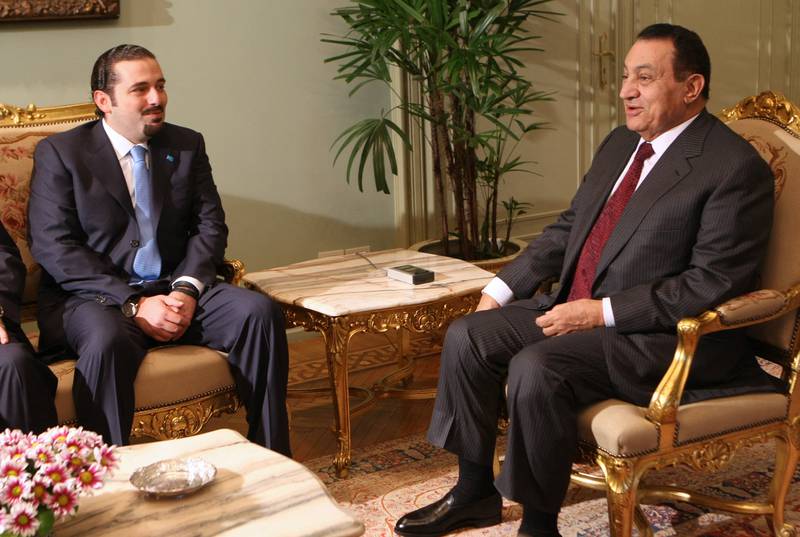 With former Egyptian president Hosni Mubarak in Cairo, in 2008.