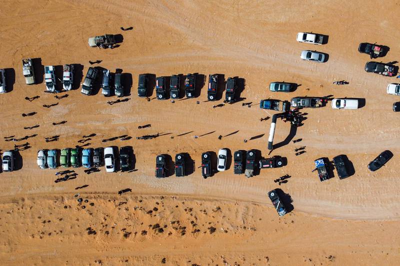 An aerial view of the rally, in the Zintan area south-west of Tripoli. 