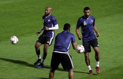 ABU DHABI , UNITED ARAB EMIRATES , January 2 – 2019 :-  Players of UAE football team during the training session ahead of AFC Asian Cup UAE 2019 held at New York University in Abu Dhabi. ( Pawan Singh / The National ) For Sports