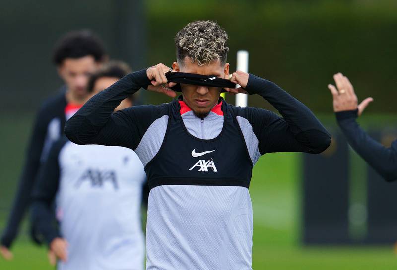 Liverpool's Roberto Firmino during a session at the AXA Training Centre, Liverpool. PA
