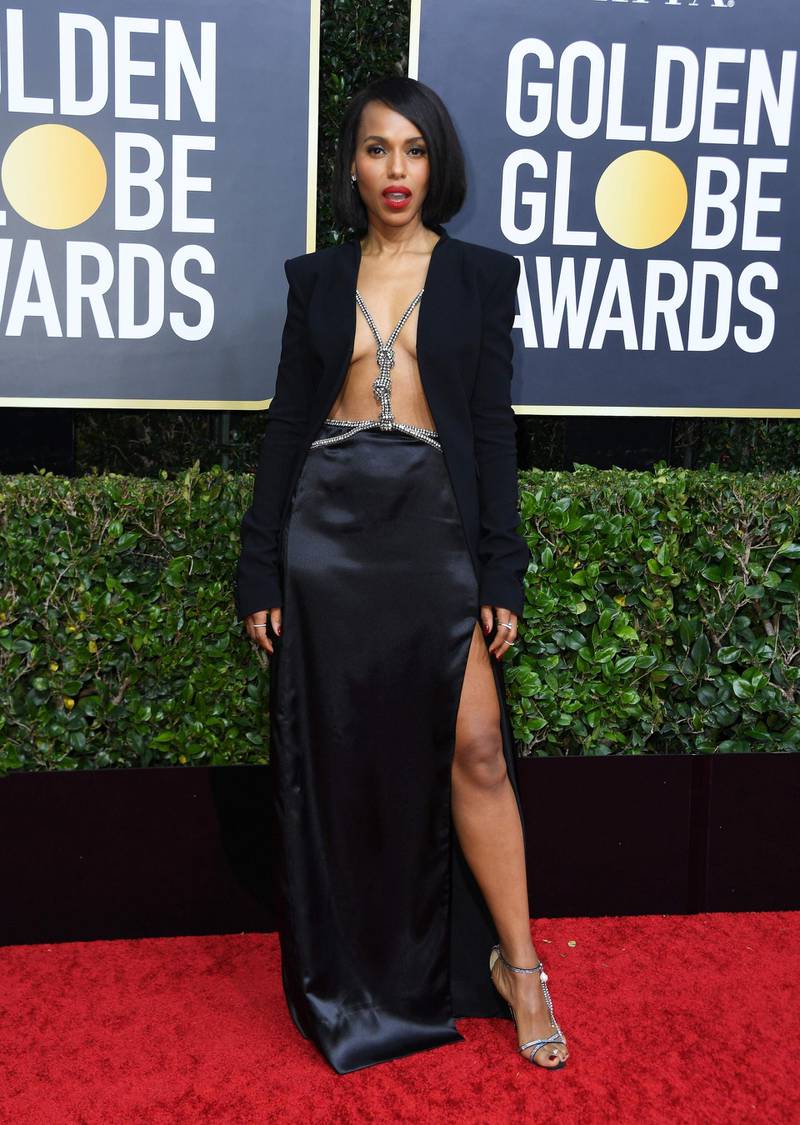 Actress Kerry Washington arrives for the 77th annual Golden Globe Awards.  AFP