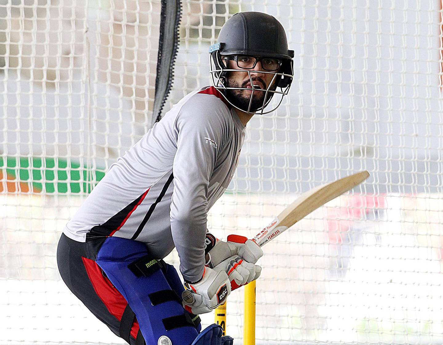 Dubai, August, 06, 2018:  UAE National team player Rohan Mustafa  trains ahead of the Asia Cup Qualifier later this month  at the ICC Academy in Dubai. Satish Kumar for the National/ Story by Paul Radley