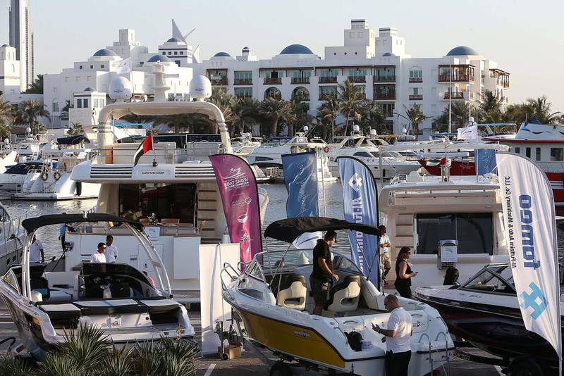 The Dubai Pre-Owned Boat Show aims to make sailing more accessible to everyone by promoting the commerce of previously owned boats. Pawan Singh / The National