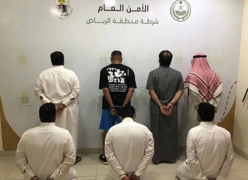 Riyadh police made the arrests after a video circulated online showed shots being fired and a Mercedes being set alight. Photo: Public Security Department / Twitter