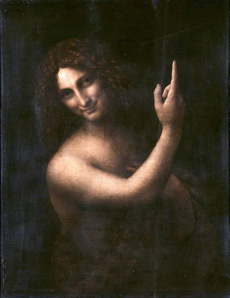 'St John the Baptist' (1513-1516). This was believed to be Da Vinci's final painting and sits in the Louvre, Paris