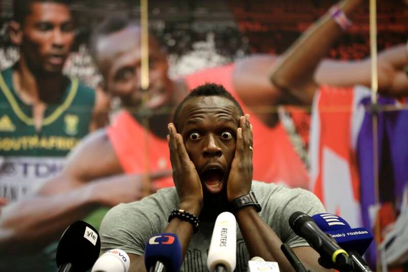 Usain Bolt was in a relaxed mood ahead of his race in Ostrava. Petr David Josek / AP Photo