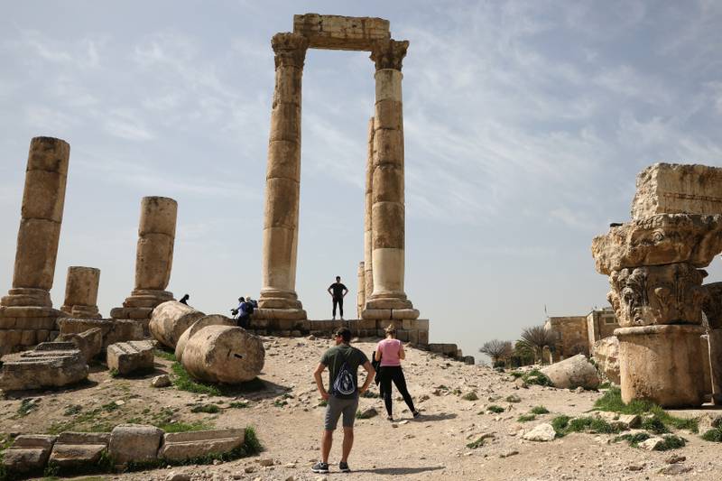 Tourists at the Amman Citadel. The coronavirus has ravaged the country's tourism sector. Reuters