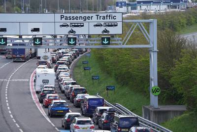 Traffic queuing for the Channel tunnel at Folkestone in 2022. PA