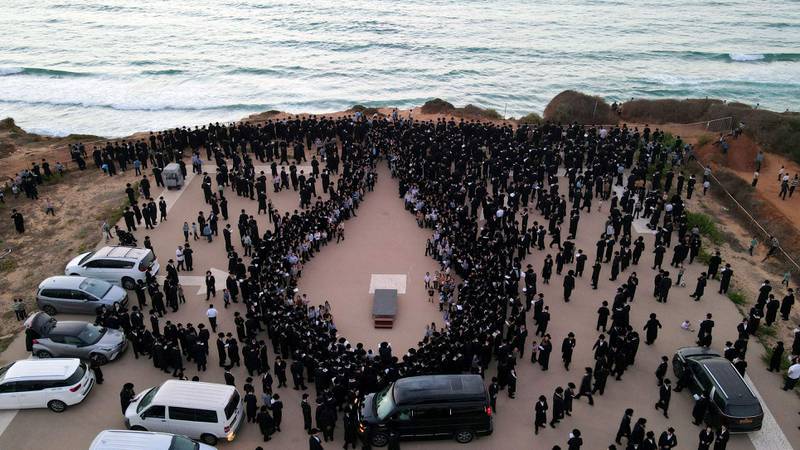 Jews perform the Tashlich ritual in the coastal Mediterranean city of Netanya. AFP