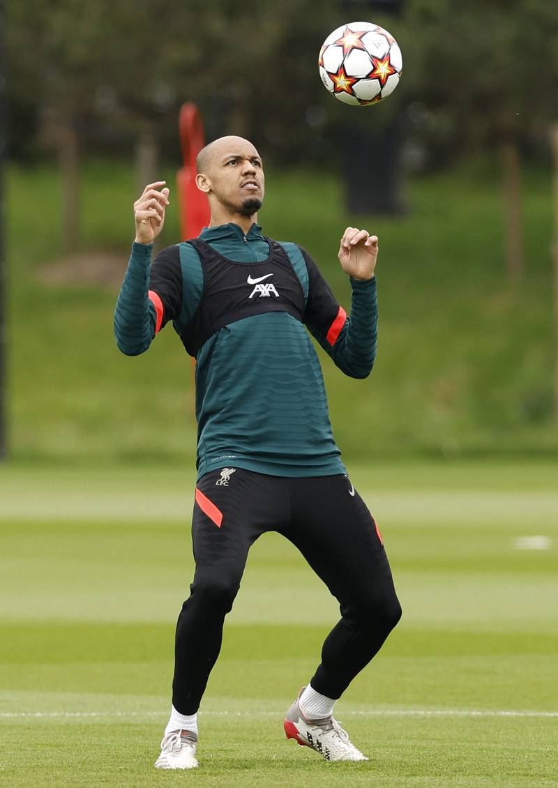 Liverpool's Fabinho during training on Monday. Reuters