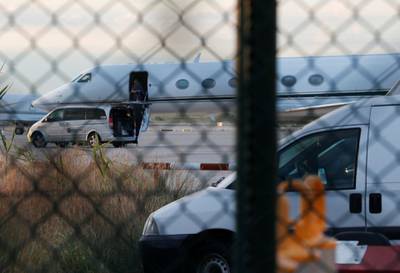 Jorge Mess leaves his plane. Reuters