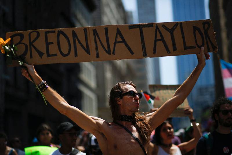 Taylor is remembered in a march in New York earlier this year. AFP