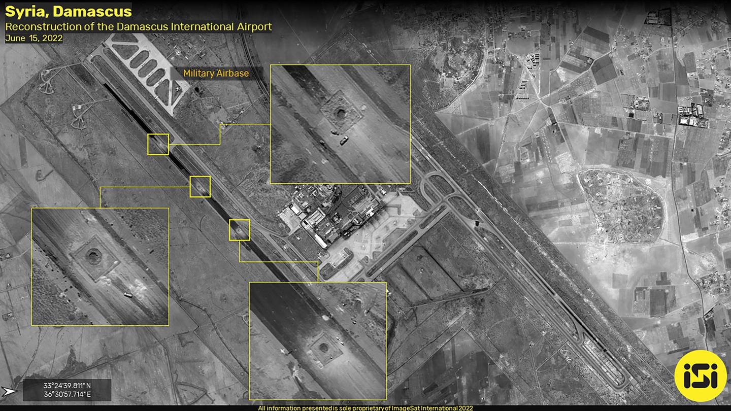 A Damascus runway was damaged by an Israeli strike that caused the airport to shut down earlier this month. AFP
