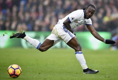 Chelsea’s Victor Moses in action during the match. Hannah McKay / EPA