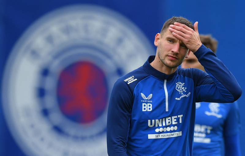 Rangers' Croatian defender Borna Barisic attends a team training session at the Rangers Training Centre in Glasgow on May 12, 2022, ahead of their Europa League final against Eintracht Frankfurt. AFP