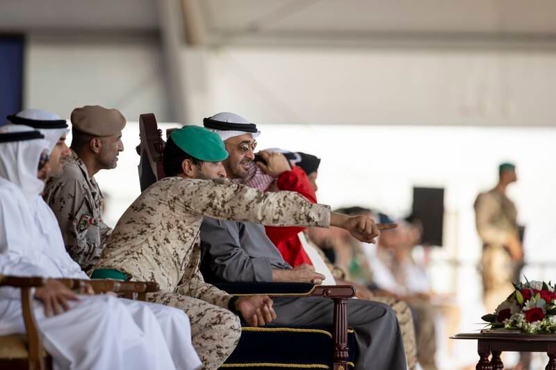Sheikh Mohamed with Maj Gen Sheikh Nasser Al Khalifa, Bahrain National Security Adviser.
