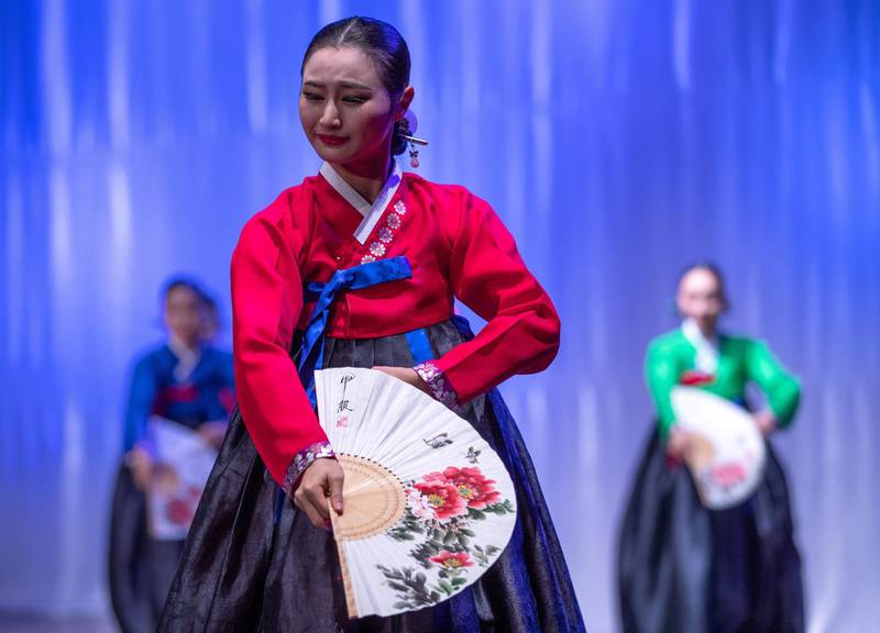 Abu Dhabi, U.A.E., October 17, 2018.  First day of the Korea Festival featuring Traditional Korean dance.Victor Besa / The NationalSection:  IFReporter:  Evelyn Lau