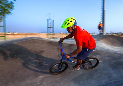 Abu Dhabi, United Arab Emirates, November 8, 2020.   The new Hudayriyat Leisure and Entertainment District at Hudayriyat Island.  The Circuit X BMX park.Victor Besa/The NationalSection:  NAReporter:  Haneen Dajani
