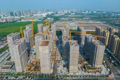 Residential buildings under construction in Ningbo, in China's eastern Zhejiang province. AFP
