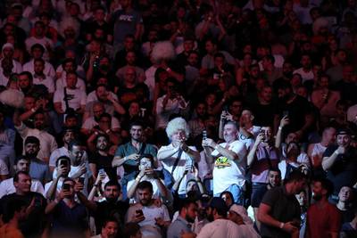 Abu Dhabi, United Arab Emirates - September 07, 2019: Fight Fans. Heavyweight bout between Curtis Blaydes and Shamil Abdurakhimov in the Main card at UFC 242. Saturday the 7th of September 2019. Yas Island, Abu Dhabi. Chris Whiteoak / The National