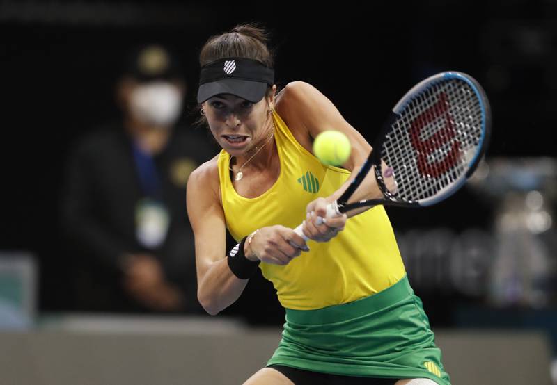 Ajla Tomljanovic competes for Australia during the 2021 Billie Jean King Cup. Reuters