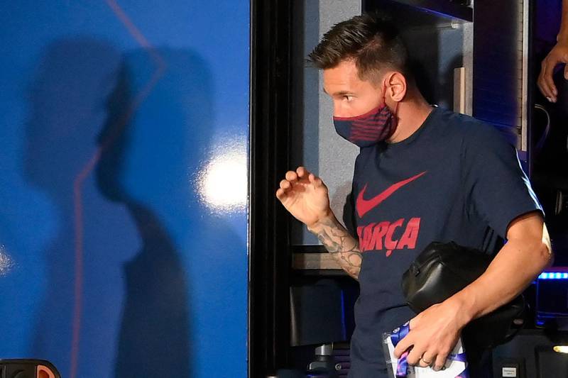 Lionel Messi arrives at the team's hotel. AFP