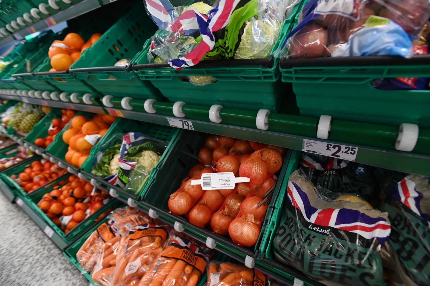 Fruit and vegetables on display at a supermarket in London on April 28. EPA