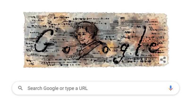 Palestinian artist Maliheh Afnan has been celebrated with a Google Doodle. Courtesy Google