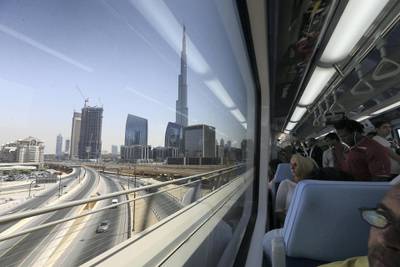 DUBAI , UNITED ARAB EMIRATES Ð Sep 3 , 2014 : View from the Burj Khalifa Metro station in Dubai. ( Pawan Singh / The National ) For News. Story by Preeti & Martin