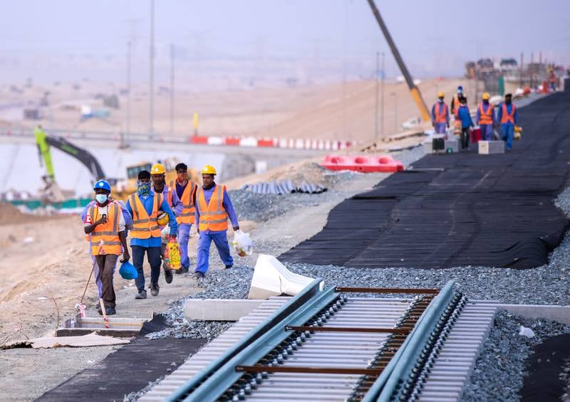 Newly laid tracks at the Dubai South area.
