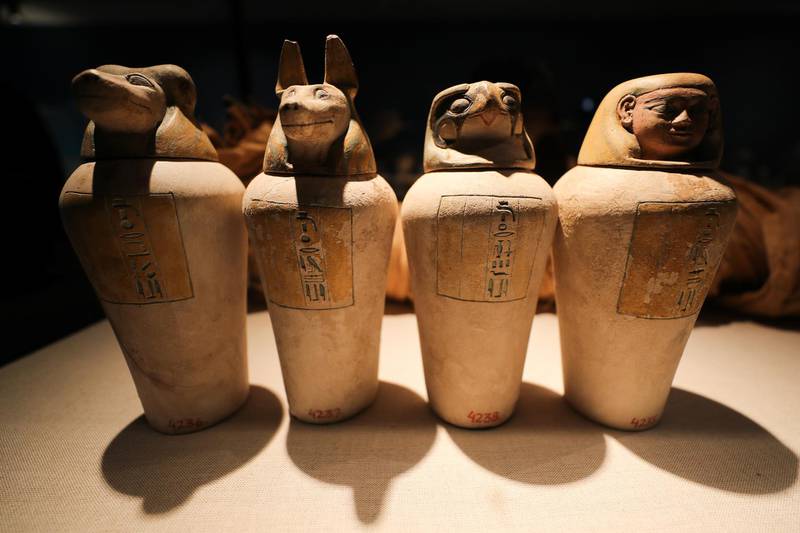 Visitors will be able to see this group of ancient canopic jars. Reuters