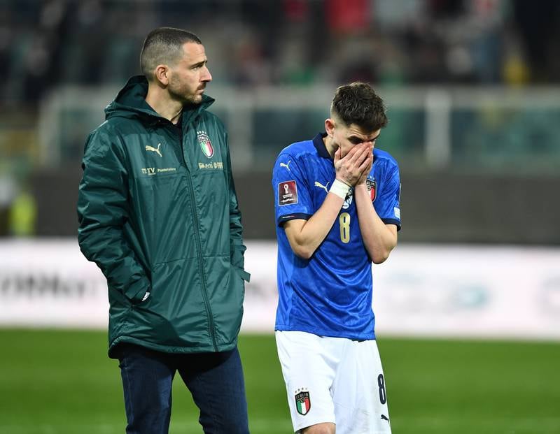 Leo Bonucci and Jorginho will not be in Qatar after Italy were eliminated in their World Cup play-off against North Macedonia. Getty Images