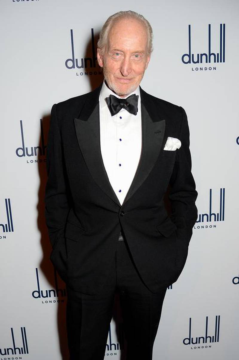 Charles Dance wore a black peak lapel dinner jacket and white evening shirt. Courtesy dunhill