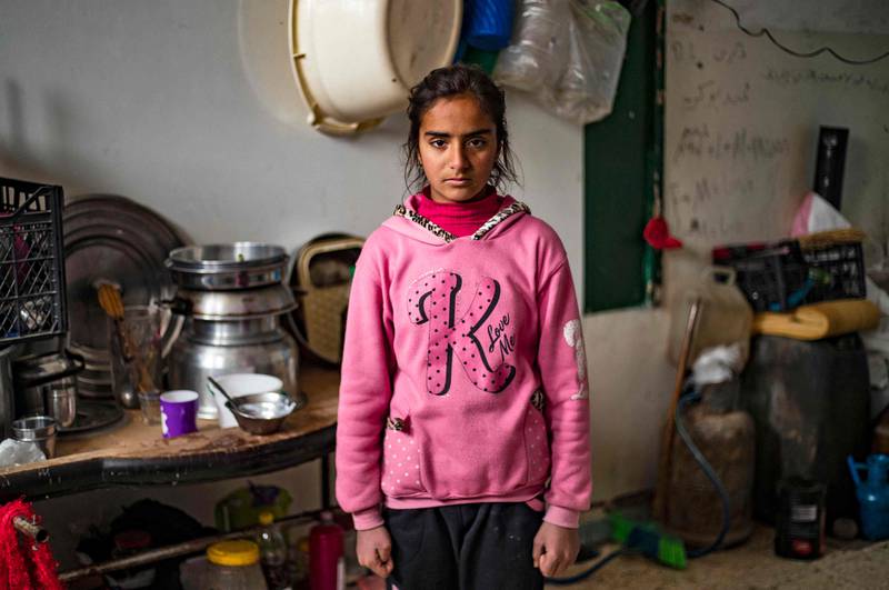 Amani Mahmud, 11, whose family fled Ras Al Ain, pictured at the school near Hassakeh. According to some estimates, 13.3 million Syrians have fled their homes since the civil war began on March 15, 2011.