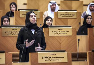 Sarah Mohammad Ameen Falaknaz is one of 20 women in the 40-member FNC. Victor Besa / The National