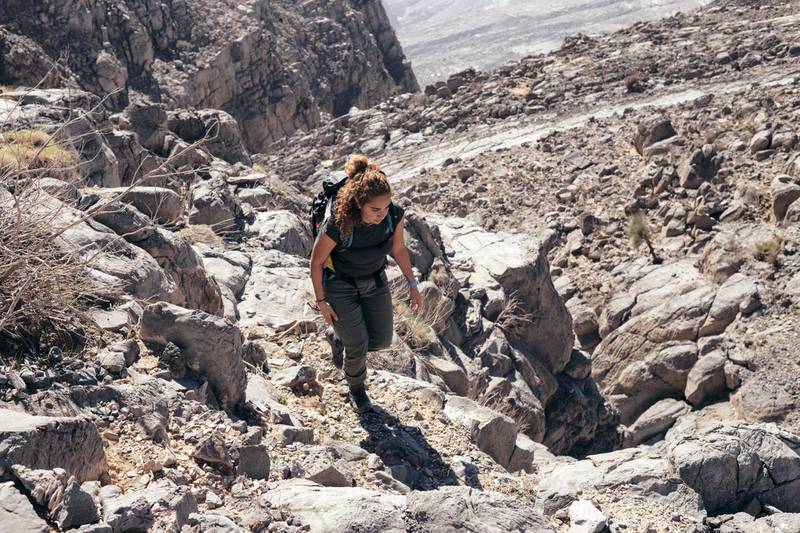 11.01.19 Dubai resident Fatima Deryan spending her Friday climbing the highest peak of the UAE; Jebel Jais  in Ras Al Khaimah. Fatima is training to climb Everest in March.Anna Nielsen For The National