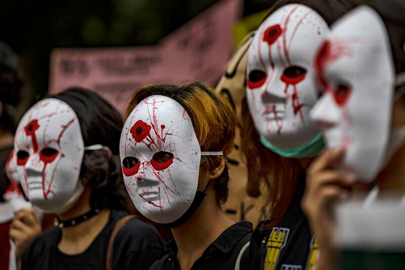 Activists take part in a protest to mark International Human Rights Day in Manila, Philippines. Rights watchdog Karapatan said that under the Marcos administration's counter-insurgency campaign, the group has documented at least 17 cases of extrajudicial killings and other incidents of state sponsored violence. Getty Images