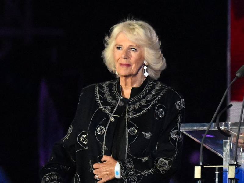 On stage at the Platinum Party at the Palace, the jubilee concert for Queen Elizabeth II, Camilla wore a midnight blue robe, or daqlah, which was given to her husband, the Prince of Wales, on a visit to Saudi Arabia in the 1990s. AFP