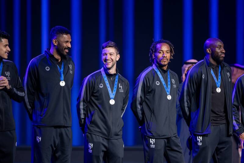 Al Hilal players on stage after returning to Riyadh from the Fifa Club World Cup. Photo: Al Hilal